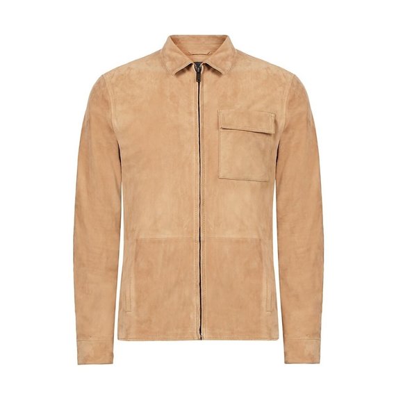 John Varvatos Collection Men's Milo Suede Zip Front Shirt Jacket Clay Brown - Picture 6 of 7